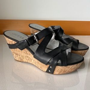 GUESS cork wedge slip on sandal